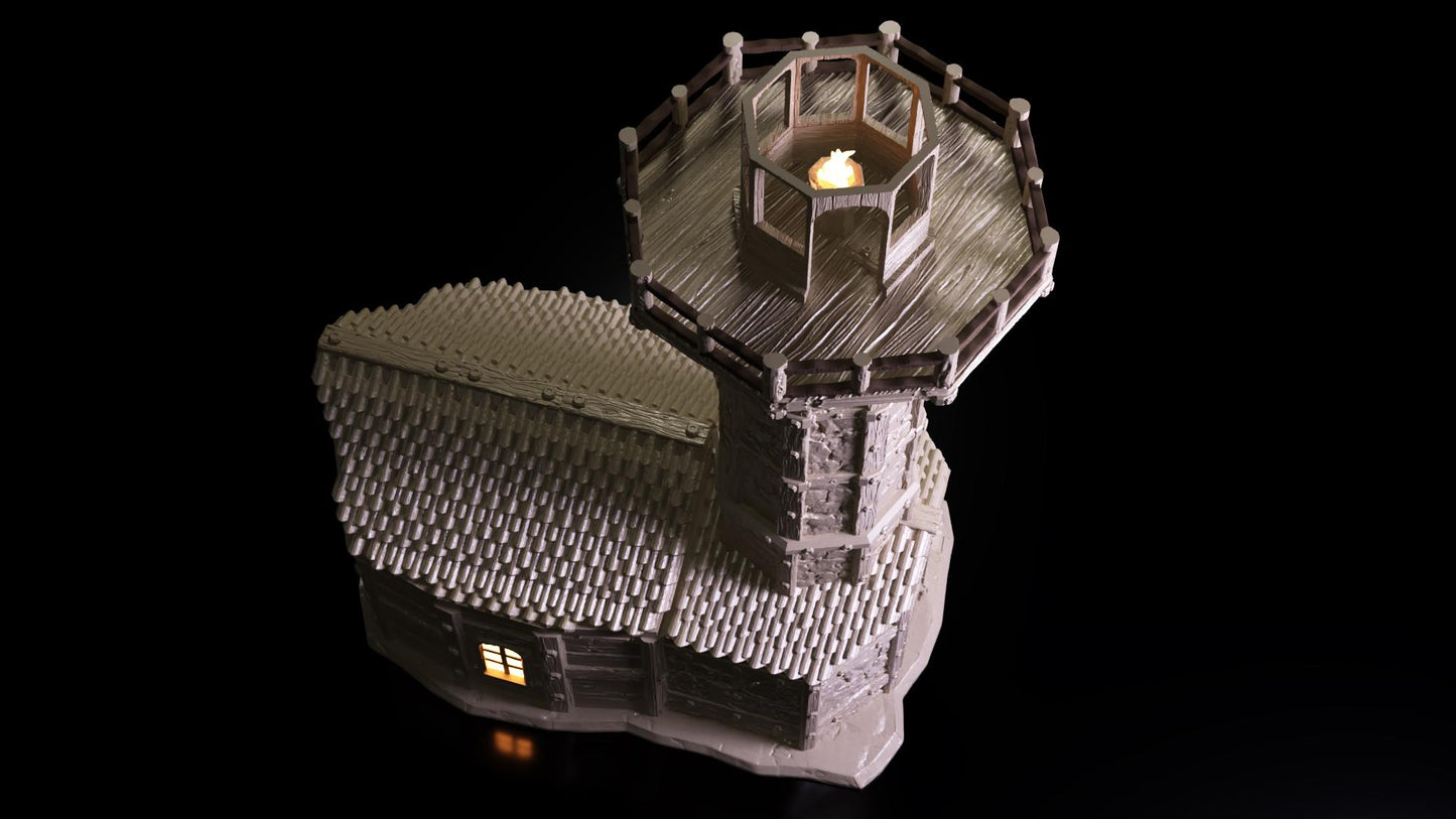 3D Printed Lighthouse Tavern and Keeper’s Tower | Tabletop RPG Terrain | Dungeons & Dragons, Pathfinder, Wargaming