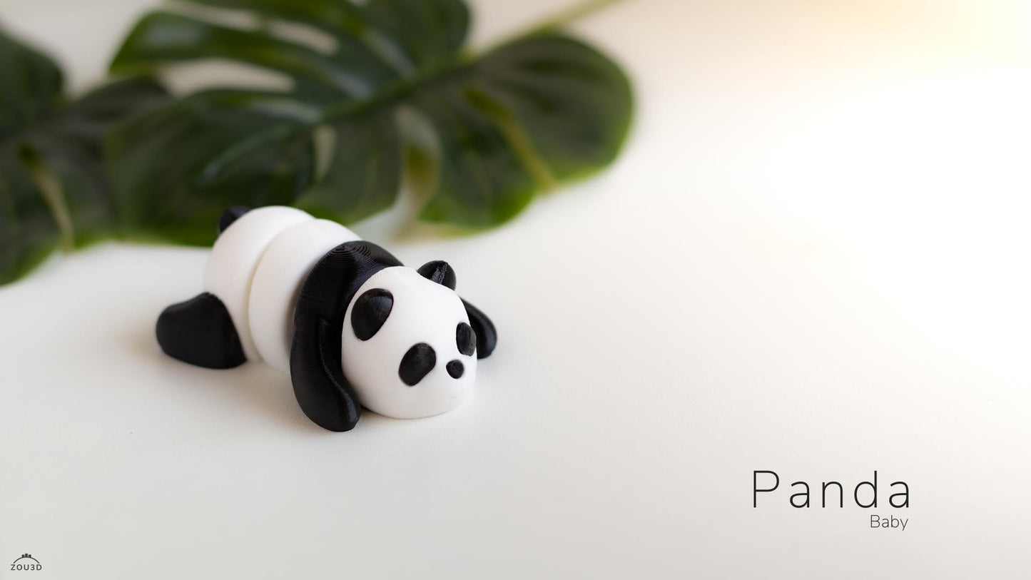 Articulated Baby Panda Toy: Poseable 3D Printed Desk Figurine