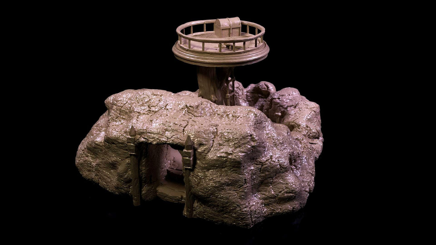 3D Printed Cave Hideout | Tabletop RPG Terrain | DnD, Pathfinder, Wargaming