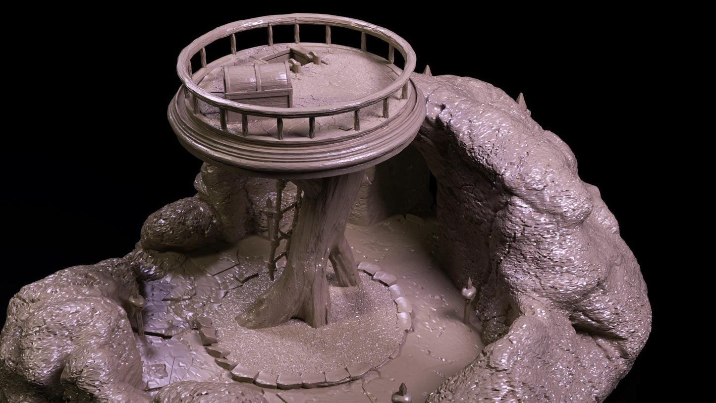 3D Printed Cave Hideout | Tabletop RPG Terrain | DnD, Pathfinder, Wargaming