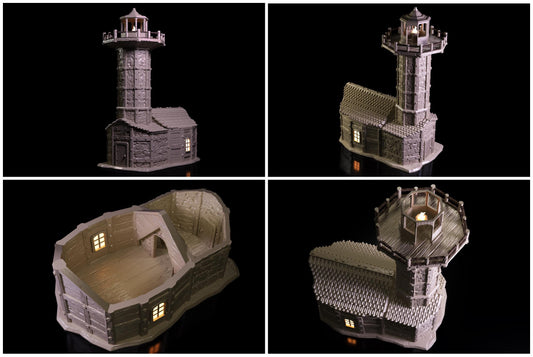 3D Printed Lighthouse Tavern and Keeper’s Tower | Tabletop RPG Terrain | Dungeons & Dragons, Pathfinder, Wargaming