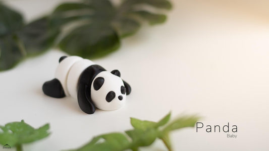 Articulated Baby Panda Toy: Poseable 3D Printed Desk Figurine