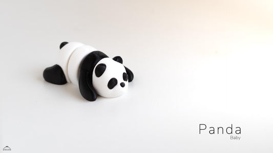 Articulated Baby Panda Toy: Poseable 3D Printed Desk Figurine