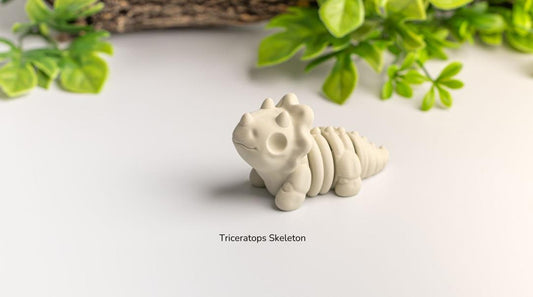 Baby Triceratops Skeleton – Articulated 3D Dinosaur Model + Keychain Gift, Collectible Dino Figure